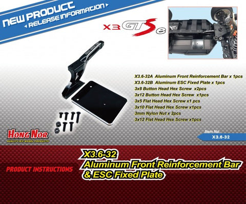 HN Alum. Front Reinforcement Bar& ESC Fixed Plate (X3.6-32)
