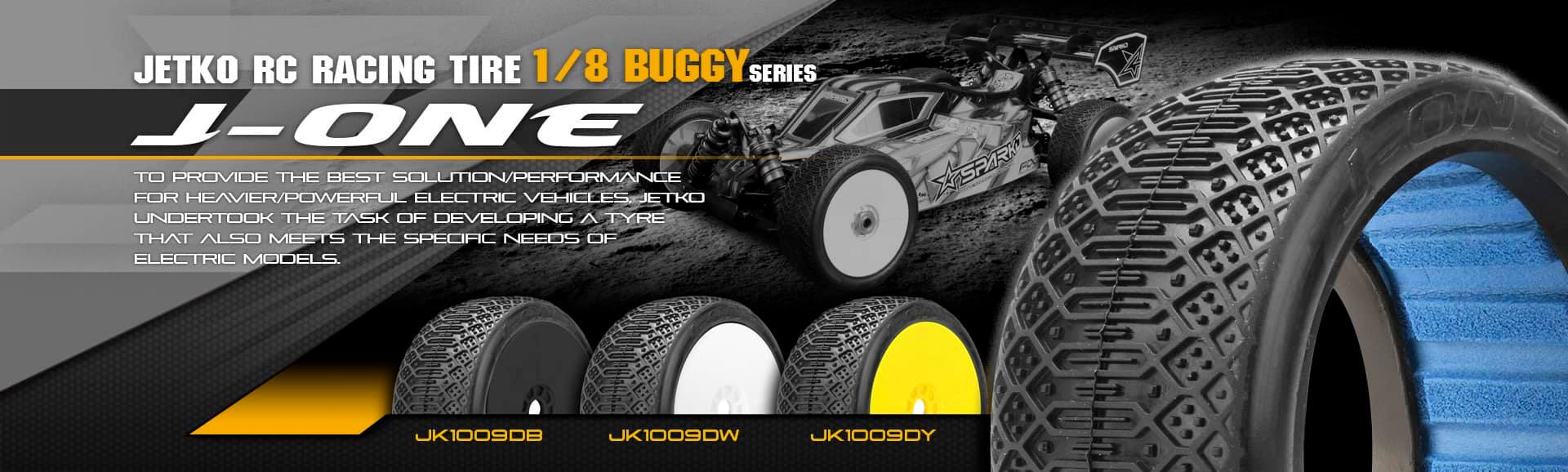 JETKO J-ONE 1/8 Buggy Pre-Glued Tires (pair)