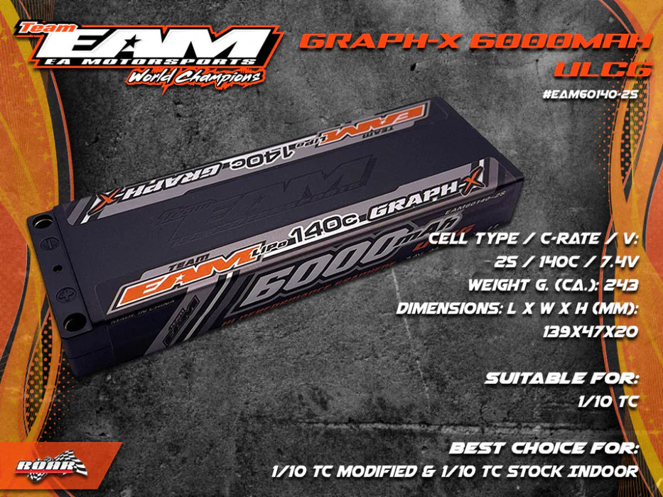 Team EAM 6000mah 140C ULCG Graph-X Formula 2S Lipo Battery