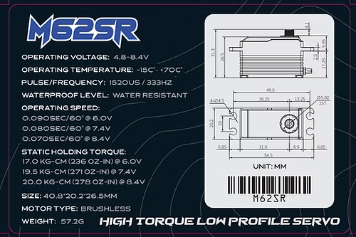MACH-1 RACING // LOW PROFILE 1:10 DIGITAL SERVO M62SR