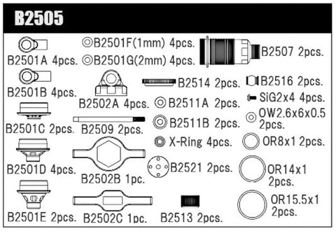 B2505 Front Shock Kit MSB1