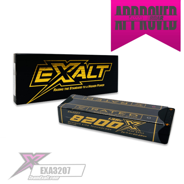 Exalt X-Rated 2S 135C Stick Hardcase Lipo Battery (7.4V/8200mAh) w/5mm Bullets (EXA3207)