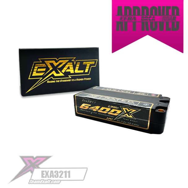 Exalt X-Rated 2S 135C HVX Hardcase Shorty Lipo Battery (7.6V/6400mAh) w/5mm Bullets (EXA3211)