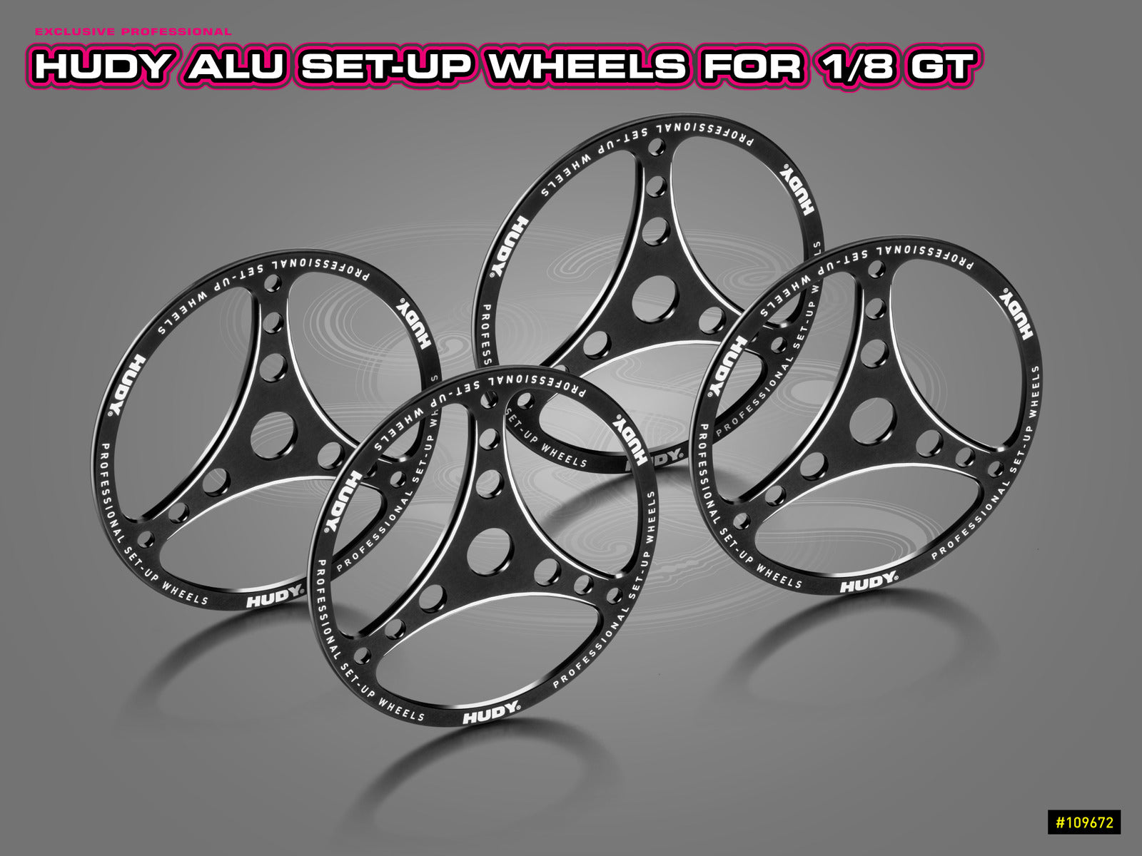 HUDY ALUMINIUM SET-UP WHEEL FOR 1/8 GT (4) - HD109672