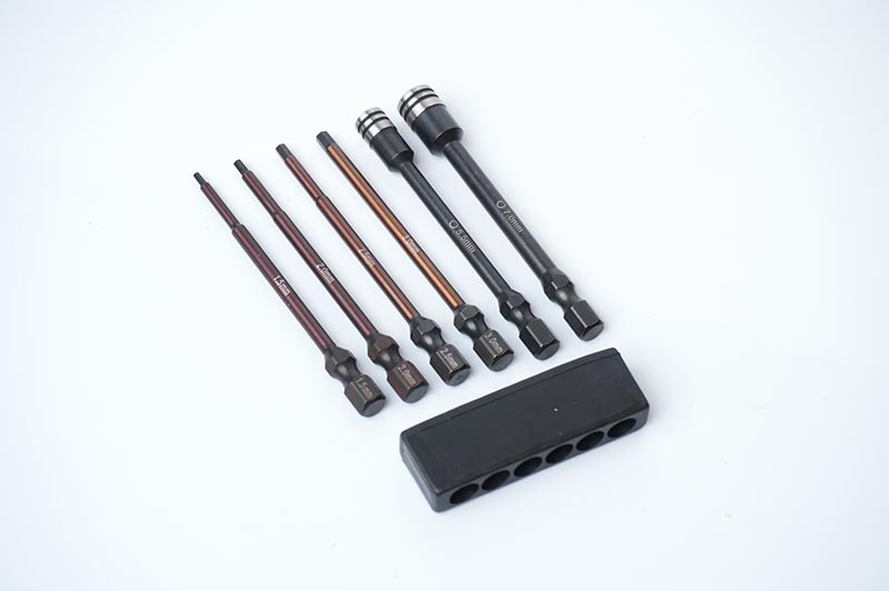 Nut Driver/Hex Wrench Tip Set 1.5, 2.0, 2.5, 3.0mm Hex & 5.5, 7mm Nut Driver 1/4″ Drive Hex Power Tip