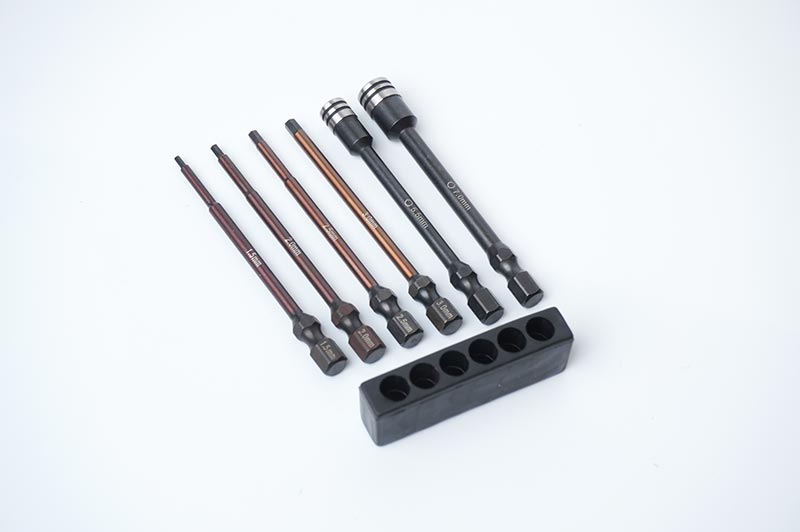 Nut Driver/Hex Wrench Tip Set 1.5, 2.0, 2.5, 3.0mm Hex & 5.5, 7mm Nut Driver 1/4″ Drive Hex Power Tip