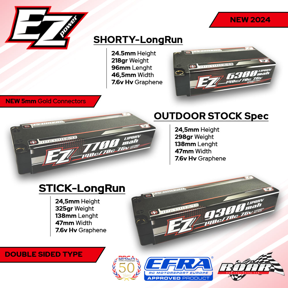 EZpower 2S 7.6V 9300mAh 140C 'Long-Run' LiPo HV Battery