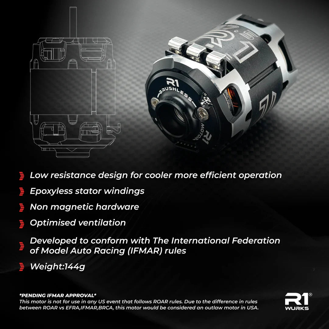 R1 Wurks 020182 V30 17.5T Competition Brushless Motor