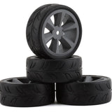 Gravity RC USGT Pre-Mounted GT Belted Rubber Tires w/GT Wheel (Grey) (4) w/12mm Hex