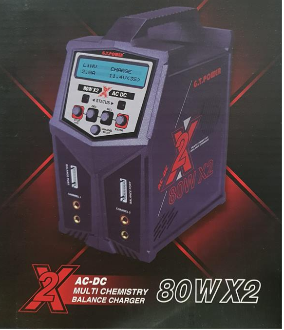 G.T. Power – Pro Duo 80W X2 Dual AC DC 7A LiPo LiHV NiMH RC Battery Balance Charger #GT-X2 Charger