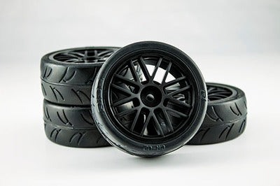 USGT Pre Glued Tires ( GT Wheel, Black) GRC124GTB - Speedy RC