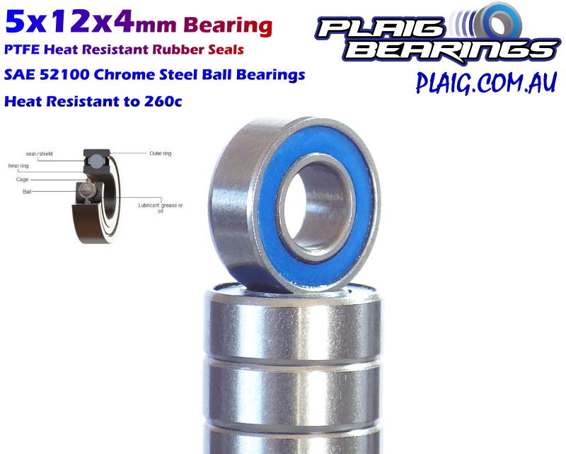 5x12x4mm Bearing – Rubber Seals (MR125-2RS)