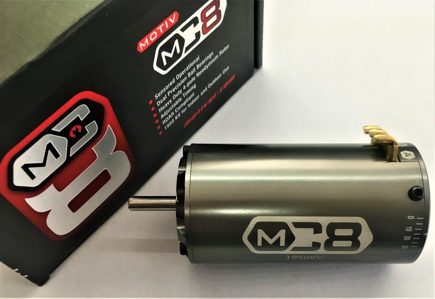 MC8, 8th Scale Compitition Motor (1950KV, 4 pole, 12 slot, Adjustable Timing) MOV18950