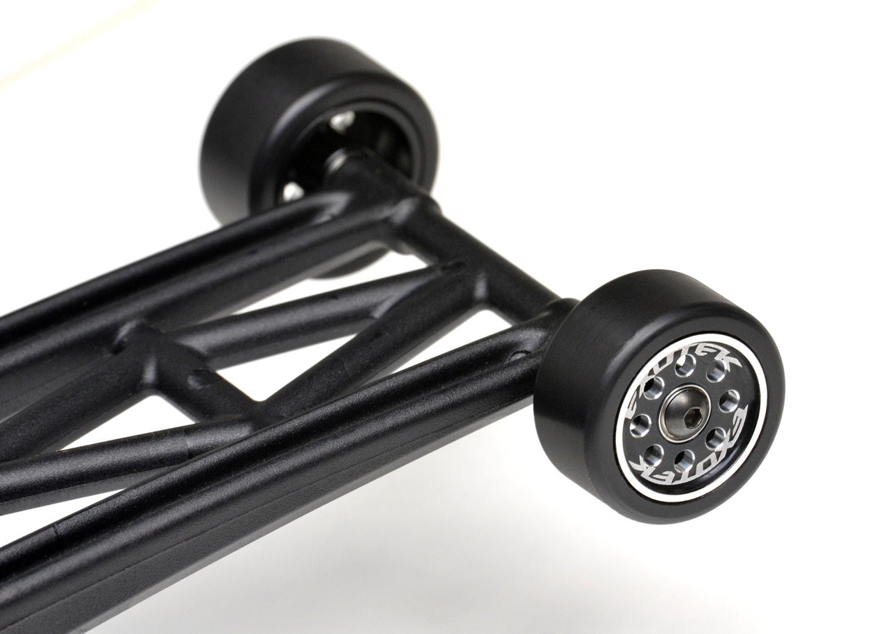 EXOTEK 2027 - 22S DRAG WHEELIE WHEELS, 1 PAIR- MACHINED ALLOY AND DELRIN