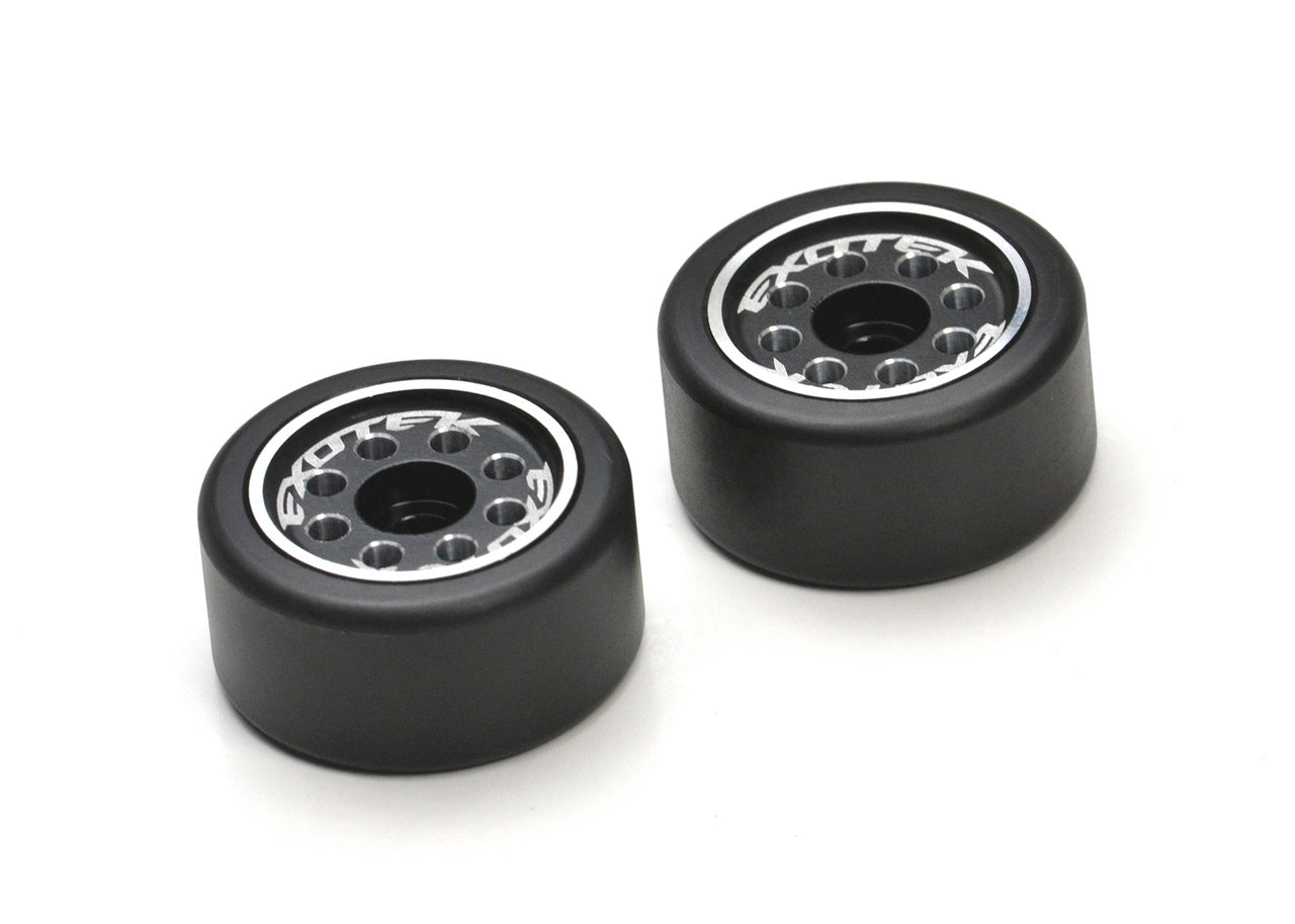 EXOTEK 2027 - 22S DRAG WHEELIE WHEELS, 1 PAIR- MACHINED ALLOY AND DELRIN