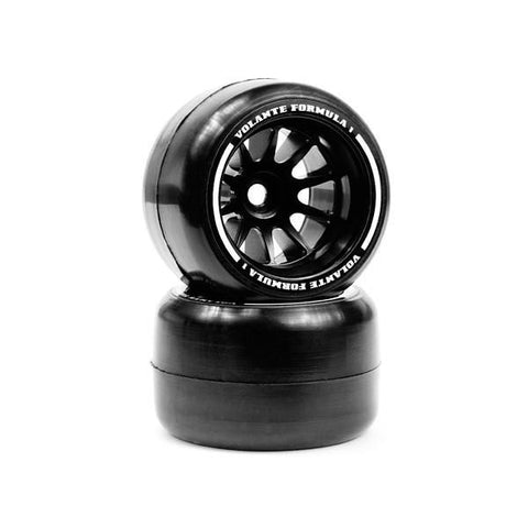 Volante F1 Front Rubber Slick Tires (Pre-glued) MEDIUM SOFT (AOC Carpet Spec) - Speedy RC