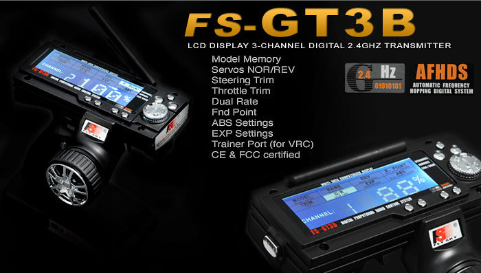 FlySky GT3B AFHDS 2.4ghz 3 Channel radio system!