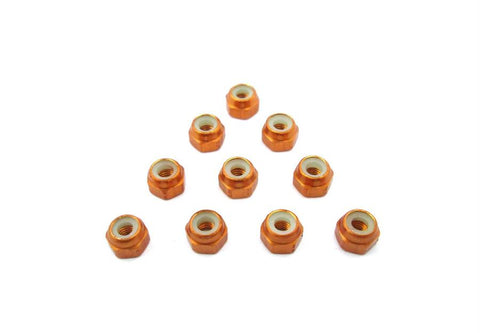 MR33 Aluminum Lock Nuts 3mm Orange 10pcs. MR33-3LN-O - Speedy RC