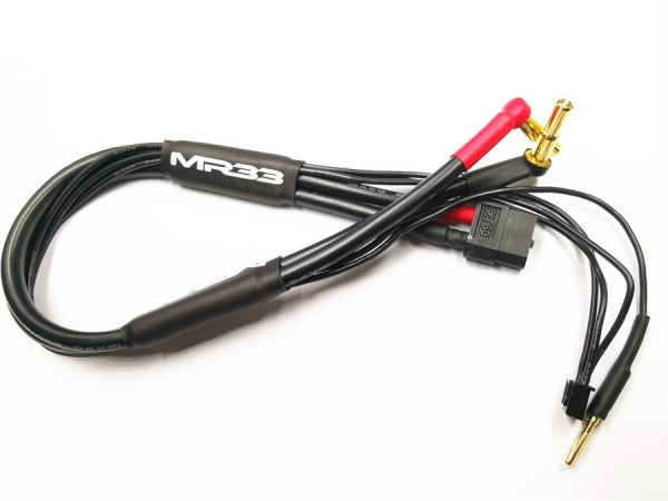 MR33 2S XT60 All-Black Charging Lead - 300mm - (4 / 5mm Dual Plug - XH) MR33-BCL-XT60