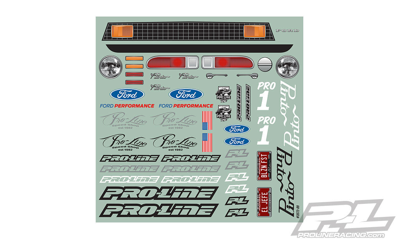 PROLINE 1972 Ford Pinto Clear Body for No Prep Drag Car, Bandit, AE SR10 & other 11.25 Wheelbase Drag Car - PR3572-00
