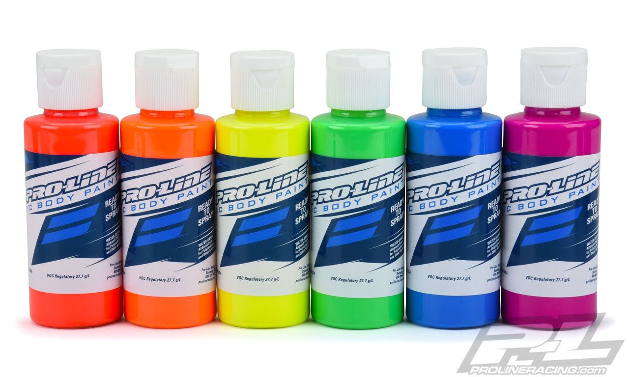 PROLINE POLYCARBONATE RC BODY PAINT - FLUORESCENT COLOR SET - 6 PACK - PR6323-03