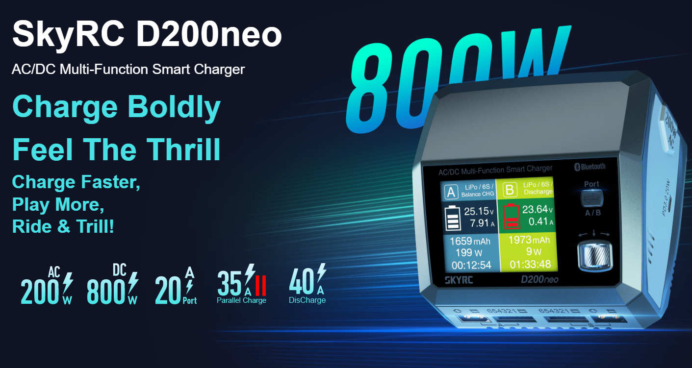 D200 Neo Duo AC/DC charger (AC 200W - DC 2x400W)