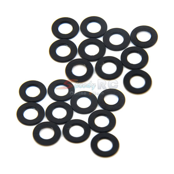 Yeah Racing Aluminum M3 Flat Washer 0.5mm 20pcs Black YA-0392BK