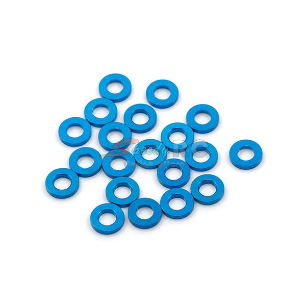 Yeah Racing Aluminum M3 Flat Washer 1mm 20pcs Blue YA-0393LB
