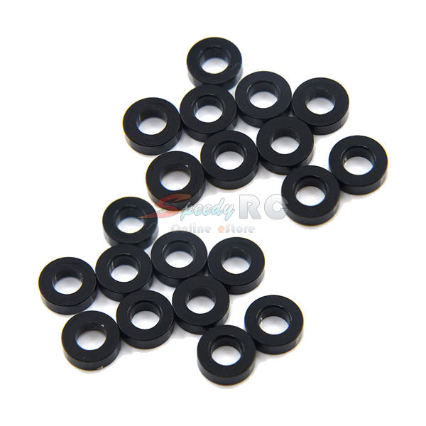 Yeah Racing Aluminum M3 Flat Washer 2mm 20pcs Black YA-0395BK
