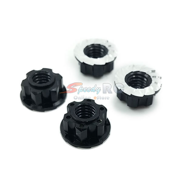 Yeah Racing 4mm Aluminium Wheel Flange Lock Nut 4pcs Black YA-0448BK