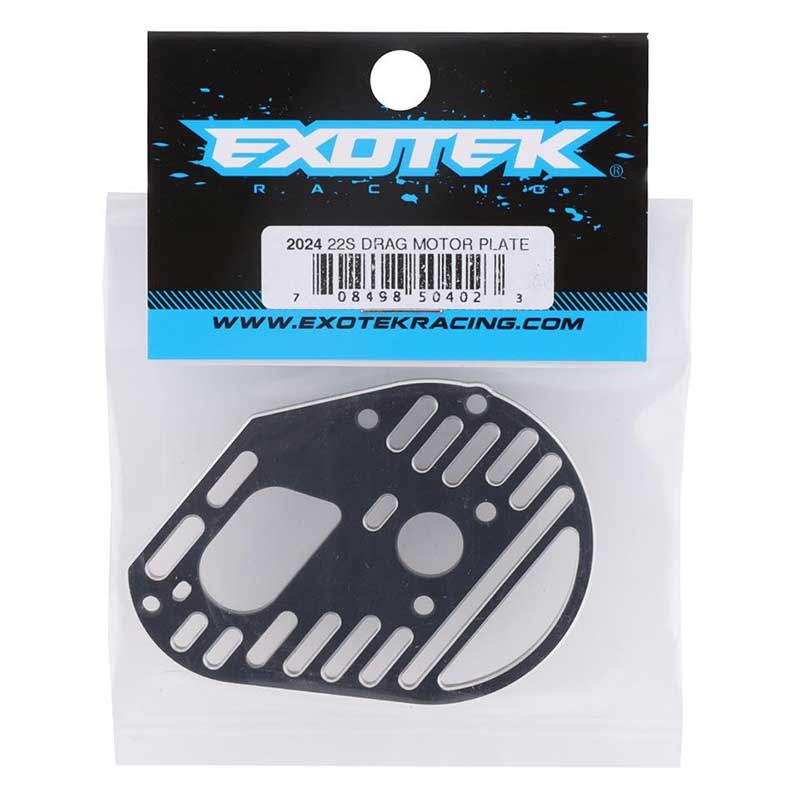 Exotek 2024 Racing Aluminum Slotted Lightweight Motor Plate Black For Losi 22S Drag