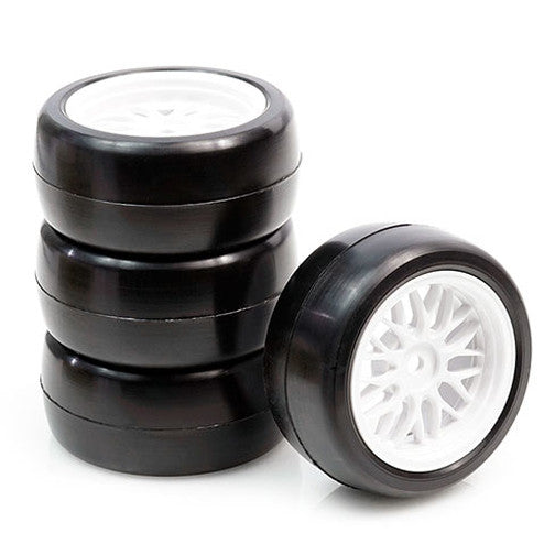 Volante Preglued 36R 0 Offset Rubber Slick Tire 4 pcs White For 1/10 Mini RC