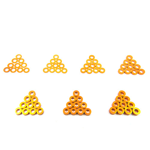 Yeah Racing Aluminum M3 Flat Washer 0.25 / 0.5 / 1 / 1.5 / 2 / 2.5 / 3mm 10pcs Set ORANGE YA-0390OR
