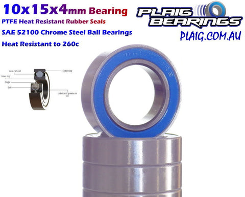 Plaig Bearings 10x15x4mm – Rubber Seals (10pc)