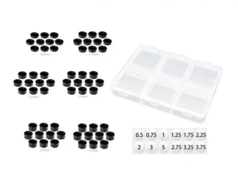 MR33 Aluminum 3mm Shim Set 1.25,1.75,2.25,2.75,3.25,3.75mm Each 10 (60) - Black