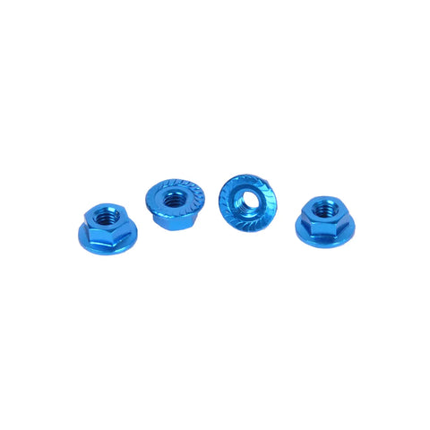 CORE RC - Serrated Alloy M4 Nuts; Blue  pk 4