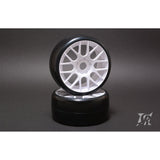 SWEEP 1/8 GT D-COMPOUND Racing Slick, PREMOUNTED ON WHITE WHEELS, WORLD CHAMPIONSHIP OFFICIAL TYRES, 2PCS
