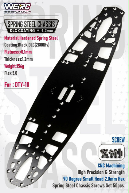 WeiRC Spring Steel Chassis 1.2mm for Destiny DTY-10 DLC (v2) w/ Screw kit