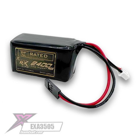 Exalt X-Rated 2S Lipo Hump Receiver Battery (7.4V/2400mAh) w/Futaba Connector (EXA3505)