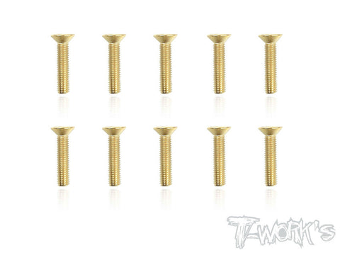 GSS-314C 3mmx14mm Gold Plated Hex. Countersink Steel Screws（10pcs.）