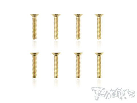 GSS-316C 3mmx16mm Gold Plated Hex. Countersink Steel Screws（8pcs.）