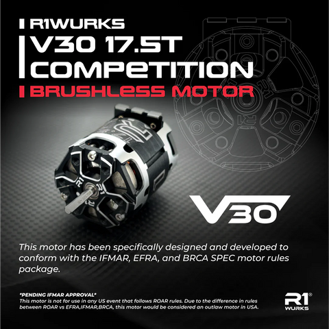 R1 Wurks 020182 V30 17.5T Competition Brushless Motor