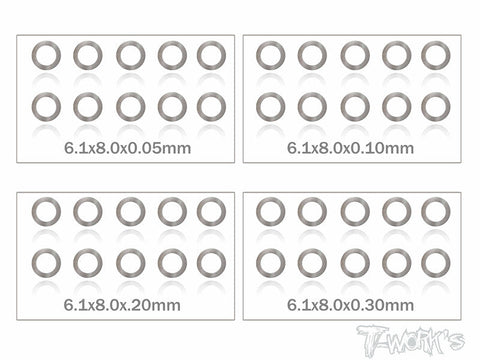 TA-095-6 6mm Shim Washer Set ( 0.05,0.1,0.2,0.3mm each 10pcs. )