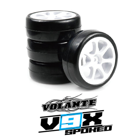 VOLANTE V9XE 36R PREMIUM PRE-GLUED TIRE SET (4) SEVEN SPOKE WHEEL