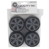 Gravity RC USGT Pre-Mounted GT Belted Rubber Tires w/GT Wheel (Grey) (4) w/12mm Hex