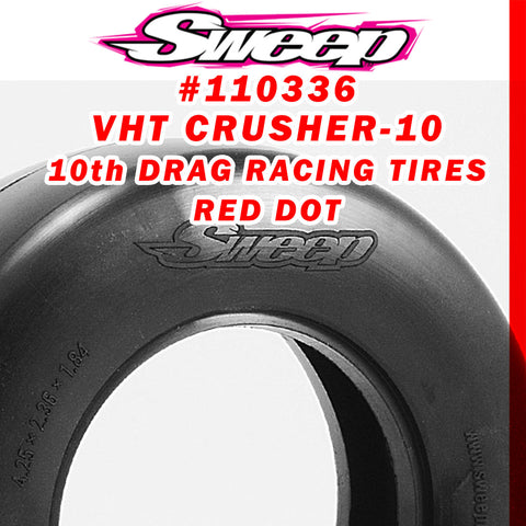 SWEEP 10th Drag VHT Crusher-10 Belted Tyre Red dot 2pcs - Speedy RC