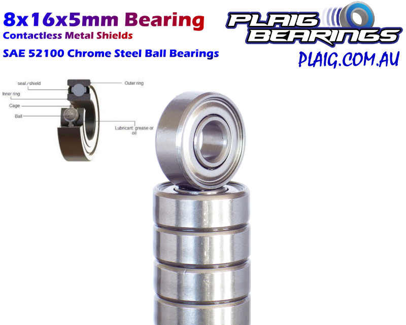 8x16x5mm Bearing – Premium Metal Shields (MR688zz)