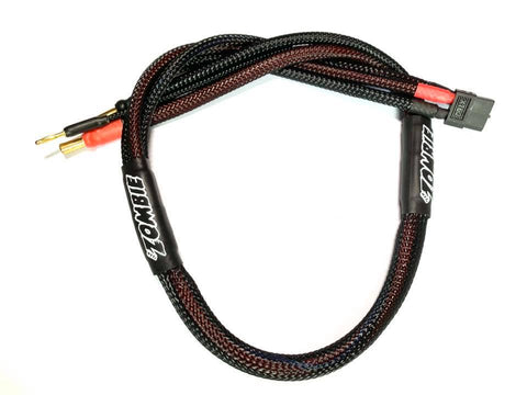 Charging lead Full nylon wrap (full black) 5mm plated male tube plug (battery) - Speedy RC
