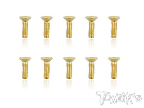 GSS-310C 3mmx10mm Gold Plated Hex. Countersink Steel Screws（10pcs.） - Speedy RC