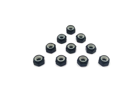 MR33 Aluminum Short Lock Nuts 3mm Black 10pcs. MR33-3SLN-BK - Speedy RC